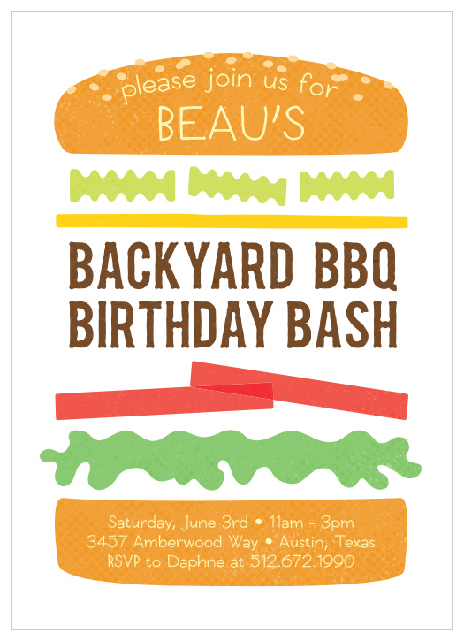 Get everyone ready for the cookout of the year with our Backyard BBQ Children's Birthday Party Invitations.