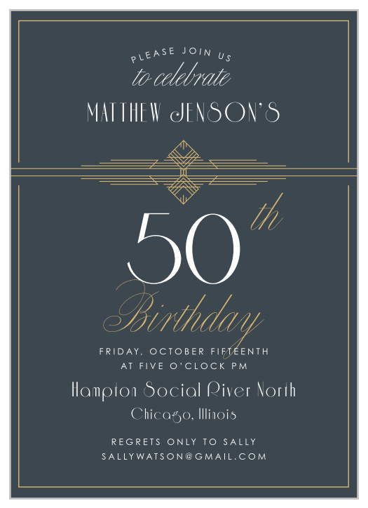 Our Deco Vintage Milestone Birthday Party Invitations are perfect to spread the word about the most important day of the year, your birthday.