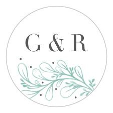 Sign off on all of your wedding decorations and stationery with the personalized seal of our Fairytale Frame Wedding Stickers. Your initial, alongside your partner's, adorns the center of the sticker as its primary focus, an elegant print guaranteeing both beauty and legibility. With a lovely fairy-green branch to underline your lettering, these stickers are simply too beautiful to pass up.