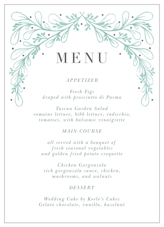Fairytale Frame Wedding Menus