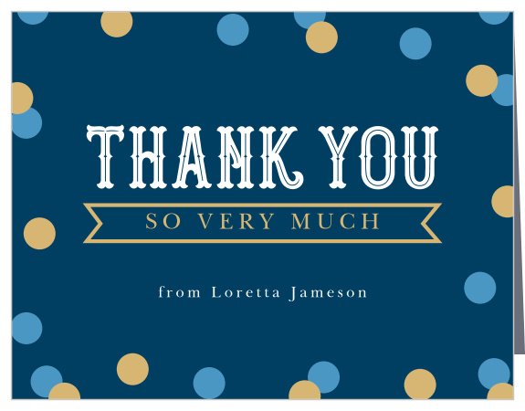 Thank your friends and family for making your birthday celebration one to remember with our Birthday Confetti Milestone Birthday Thank You Cards.
