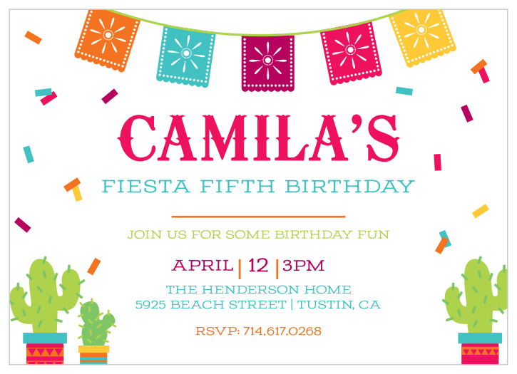 It's time to fill the piñata and gather the amigos with our Fiesta Time Children's Birthday Party Invitations. 
