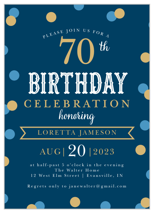 Is it almost time to celebrate that special milestone in you or your loved one's life? Our Golden Confetti Milestone Birthday Party Invitations are here to spread the word! 