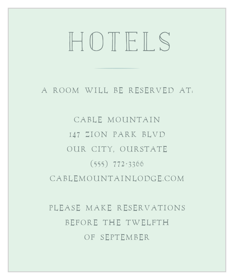 Cinderella Story Accommodation Cards