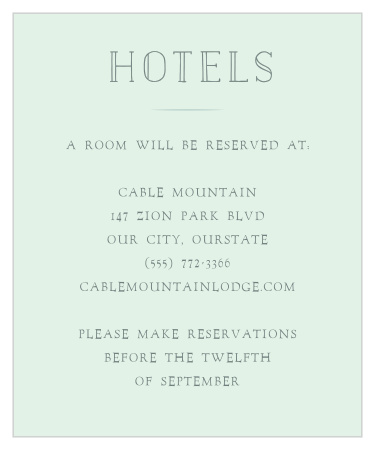 Cinderella Story Accommodation Cards