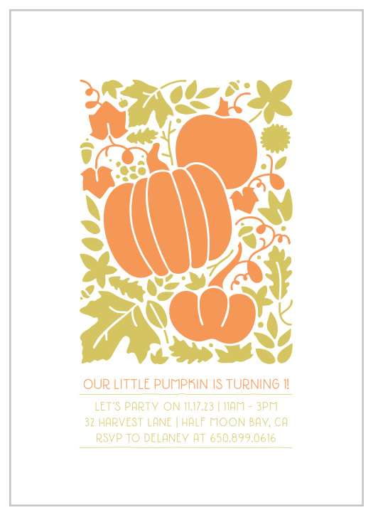 Your guests will fall in love with our Little Pumpkin Children's Birthday Party Invitations.