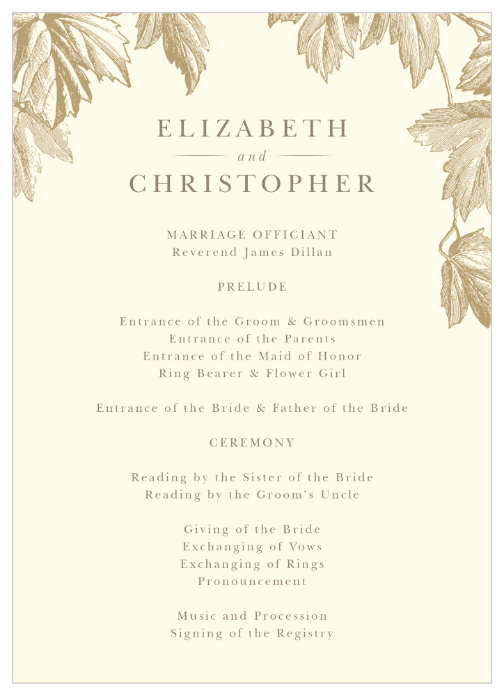 Vintage Autumn Wedding Programs