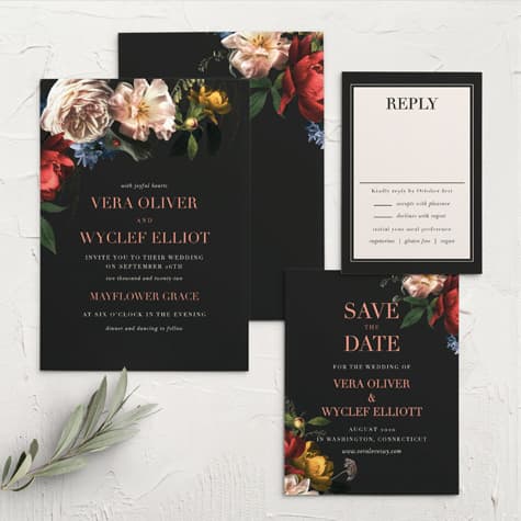 Dark Dutch Florals Wedding Invitations