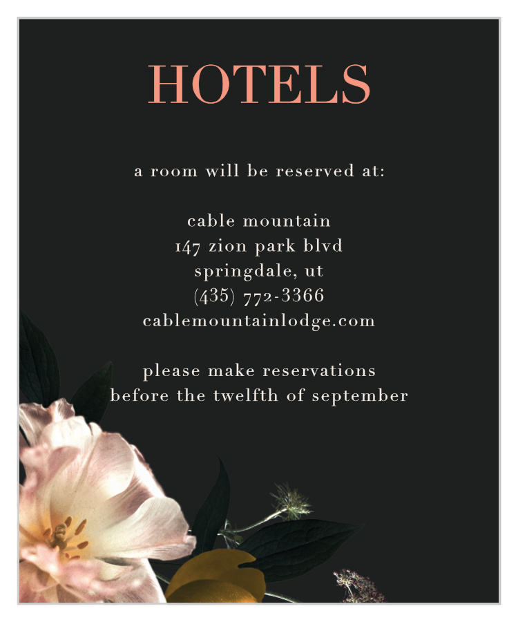 Dark Dutch Florals Accommodation Cards