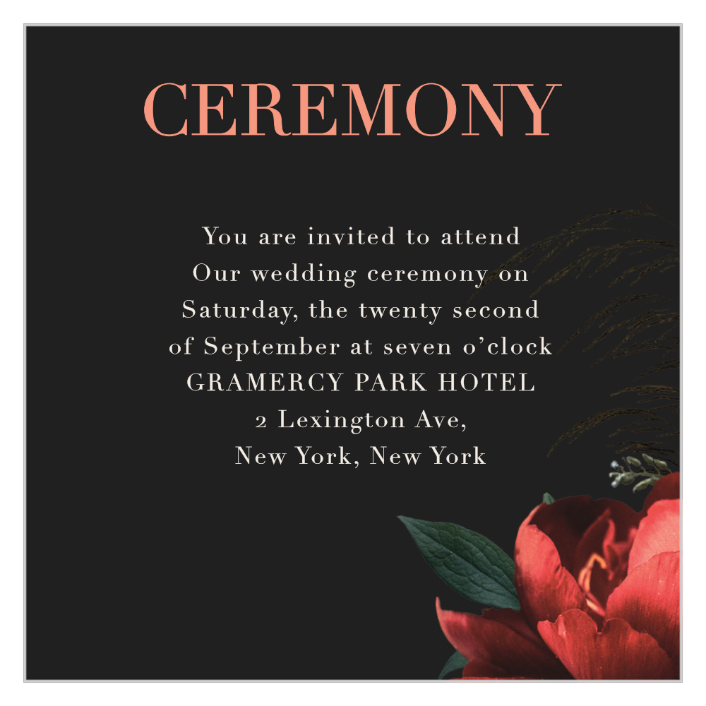 Dark Dutch Florals Ceremony Cards