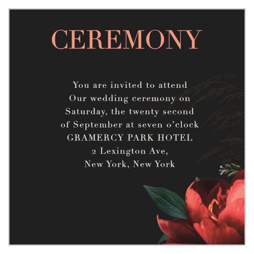 Dark Dutch Florals Ceremony Cards