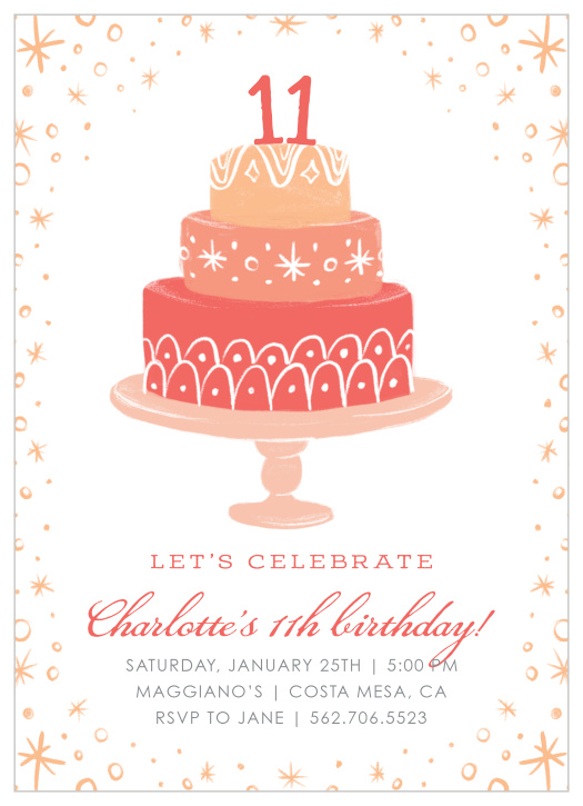 Let your guests know you want them at your celebration with our Tiered Cake Children's Birthday Party Invitations.  