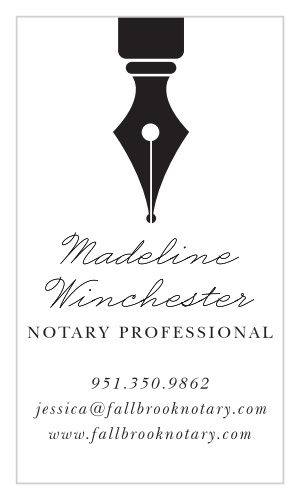 Our Pointed Pen Business Cards feature a vintage fountain pen and classic calligraphy. 