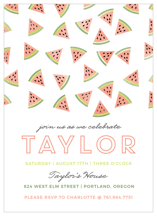 Get everyone ready for the party of the summer with our Watercolor Watermelon Children's Birthday Party Invitations. 