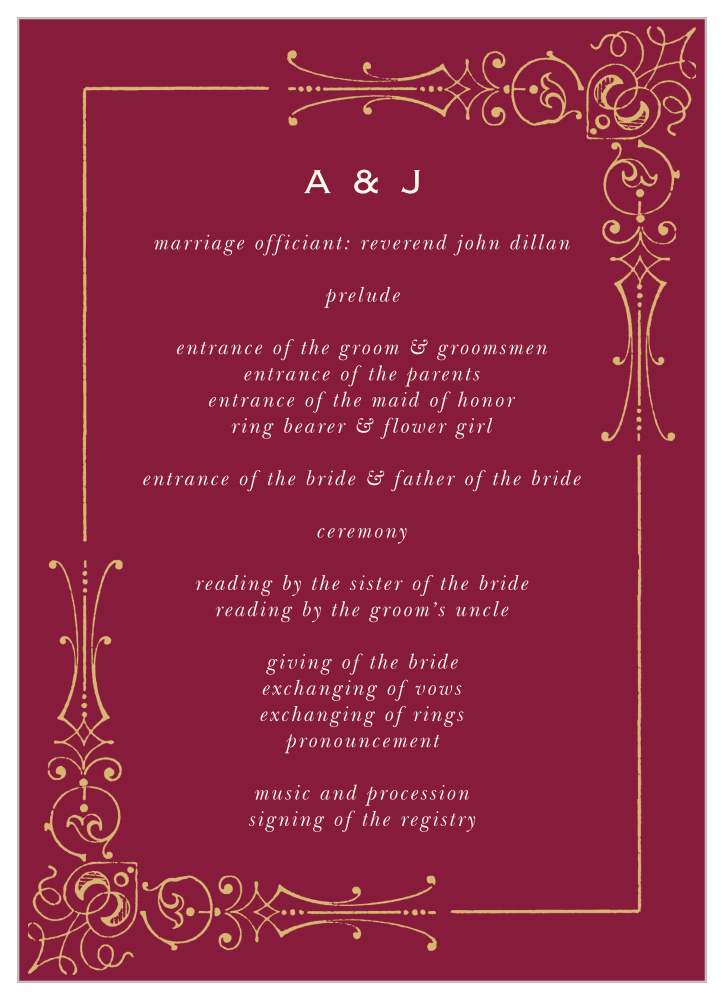 Royal Fairytale Wedding Programs