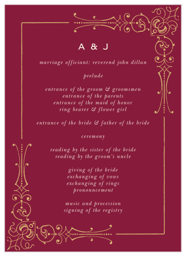 Royal Fairytale Wedding Programs