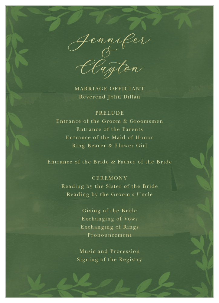 Forest Fairytale Wedding Programs
