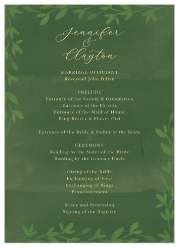 Forest Fairytale Wedding Programs