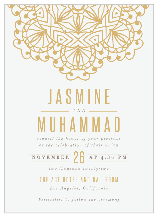 Your guests won't be able to take their eyes off the intricate design of our Golden Lace Wedding Invitations! 