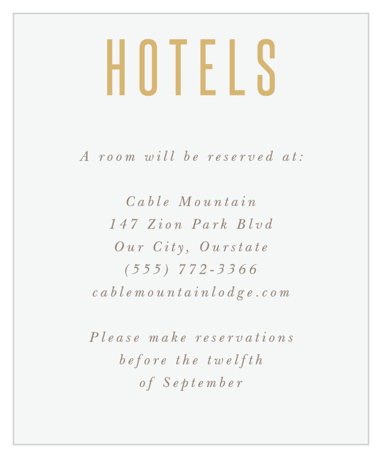 Golden Lace Accommodation Cards