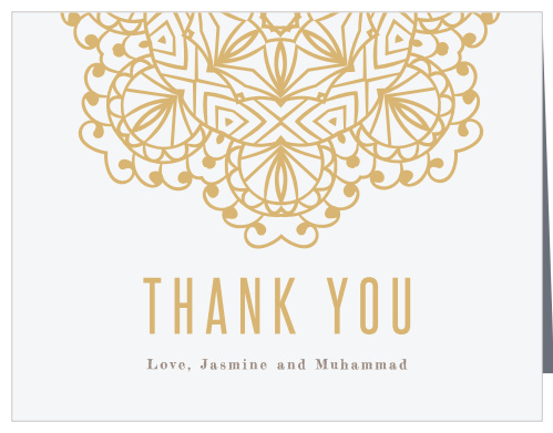 Golden Lace Wedding Thank You Cards