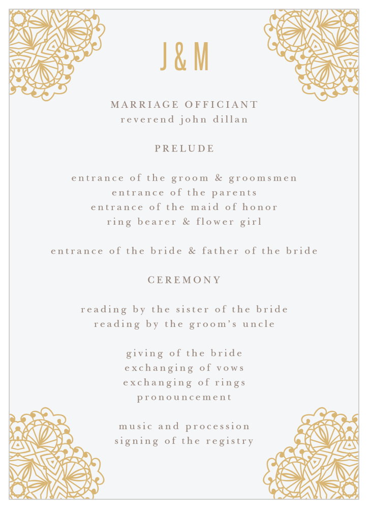 Golden Lace Wedding Programs