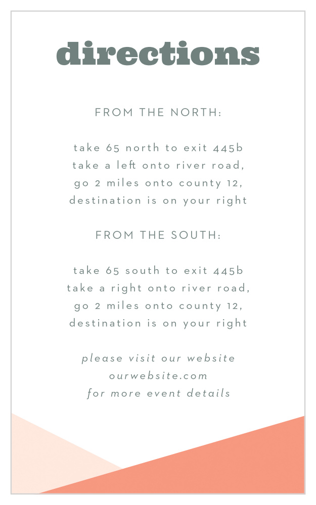 Modern Minimalist Direction Cards