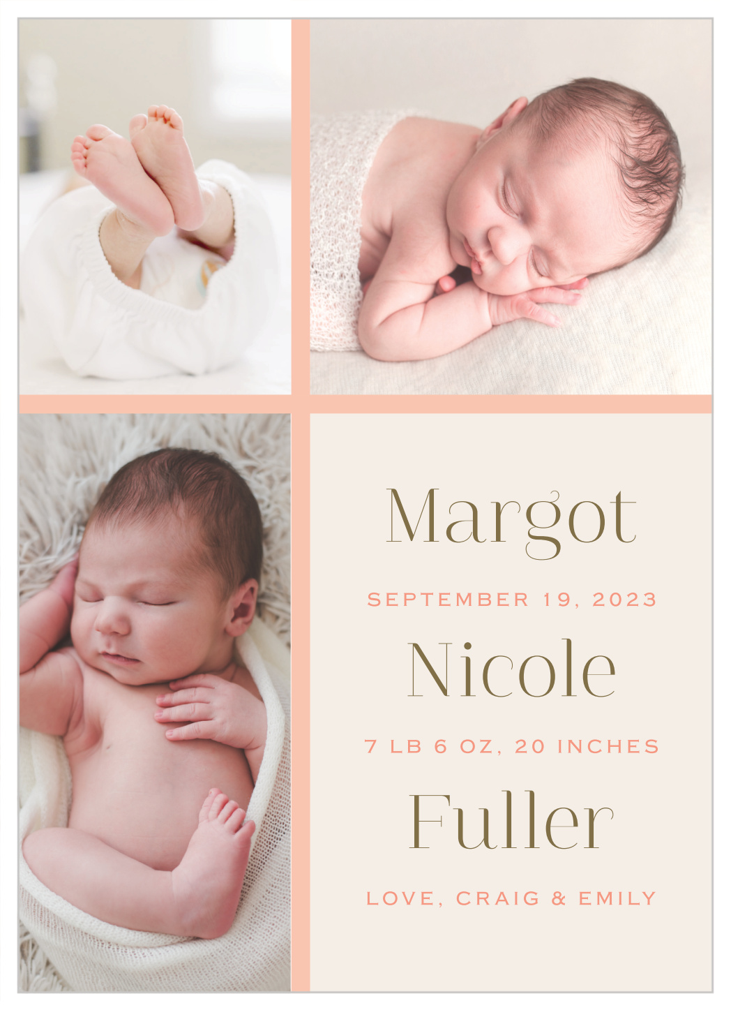 Elegant Photo Stripe Birth Announcements