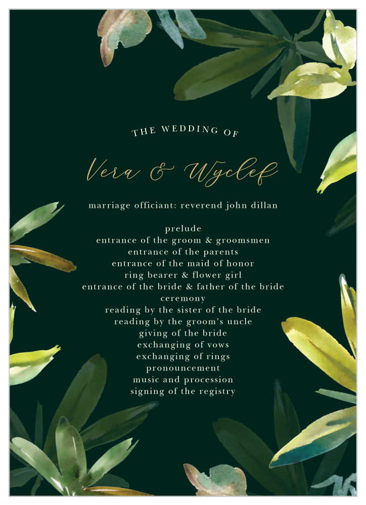 Hawaii Palm Leaves Wedding Programs