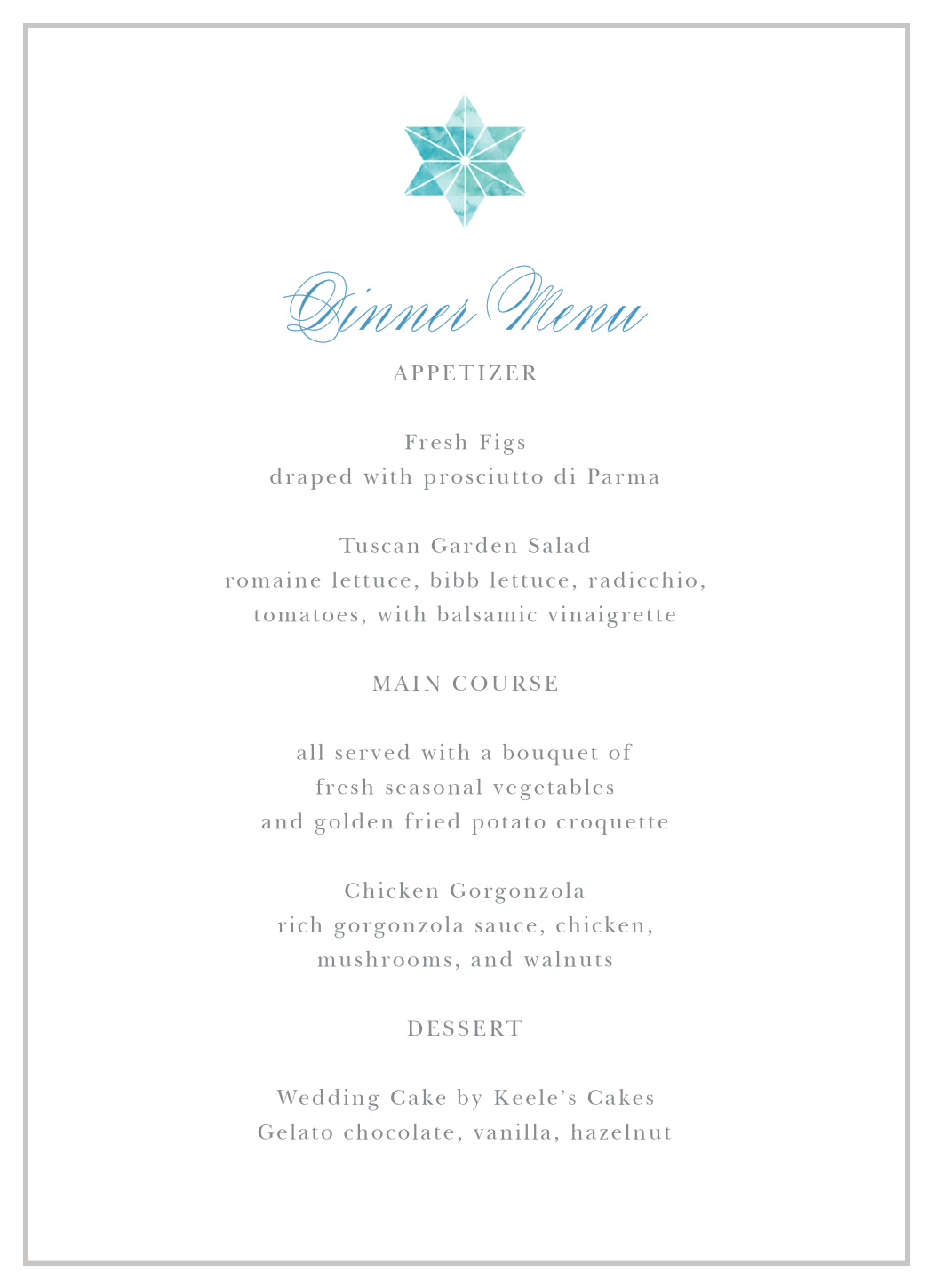 Watercolor Star Wedding Menus