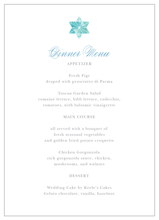 Our Watercolor Star Wedding Menus combine classic charm with modern design in a way your guests will love. 