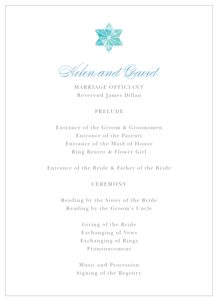 Watercolor Star Wedding Programs