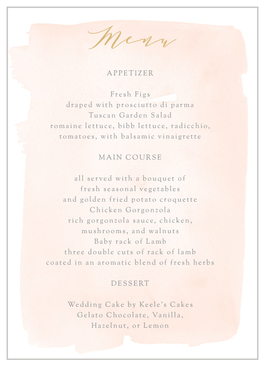 Simple Romance Wedding Menus allow your guests to read their upcoming meal choices in mouthwatering detail, and in the same stunning style as the rest of your wedding day.