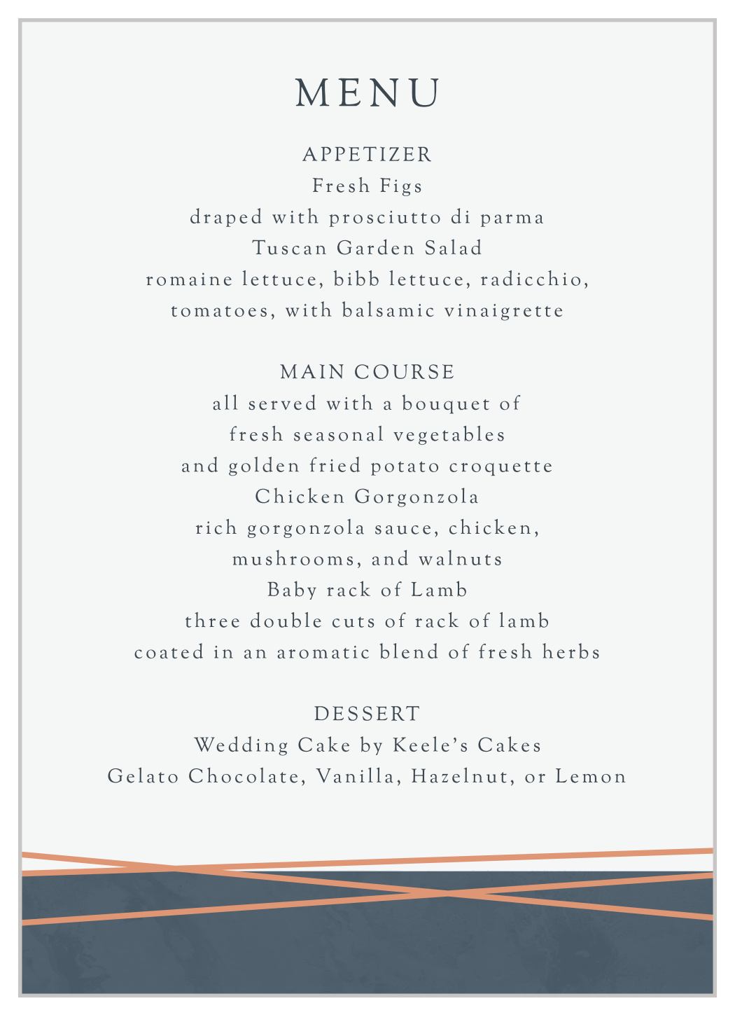 Formal Lines Wedding Menus