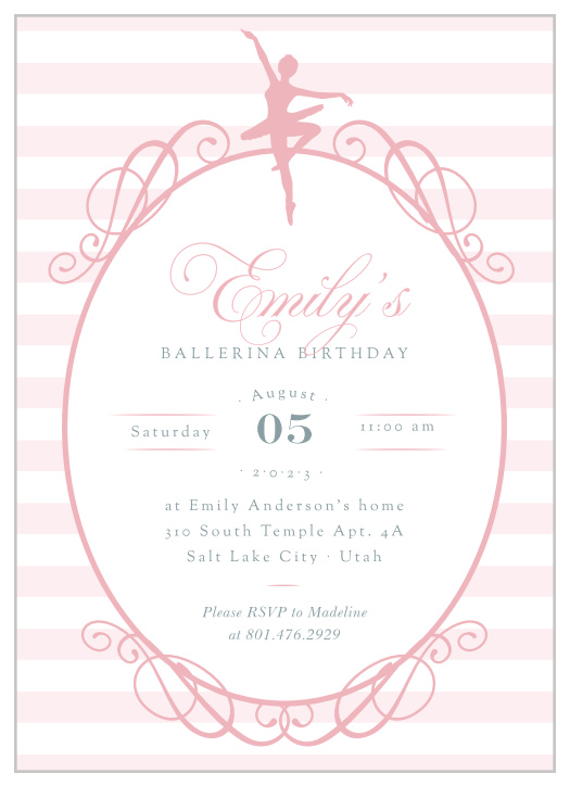 Pirouette your way through your party preparations with our Ballerina Birthday Children's Party Invitations!