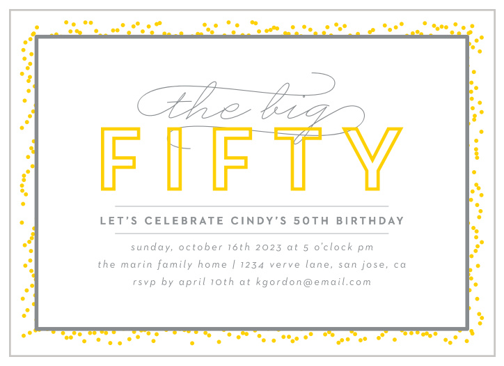 Let your friends know you're ready to celebrate fifty years of life with the Big Fifty Milestone Birthday Party Invitations!   