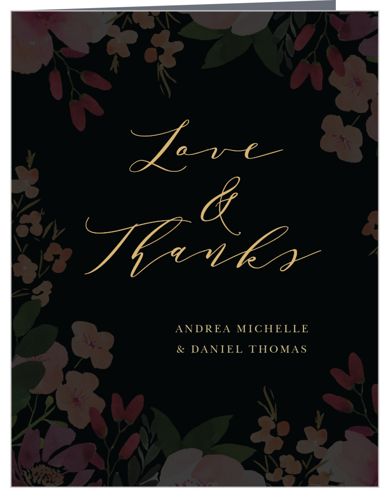 Gothic Flowers Wedding Thank You Cards