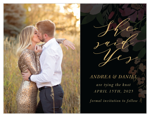 Our gorgeous Gothic Flowers Save-the-Date Magnets are the perfect way to make sure your guests get your special day marked in their calendars well in advance. 