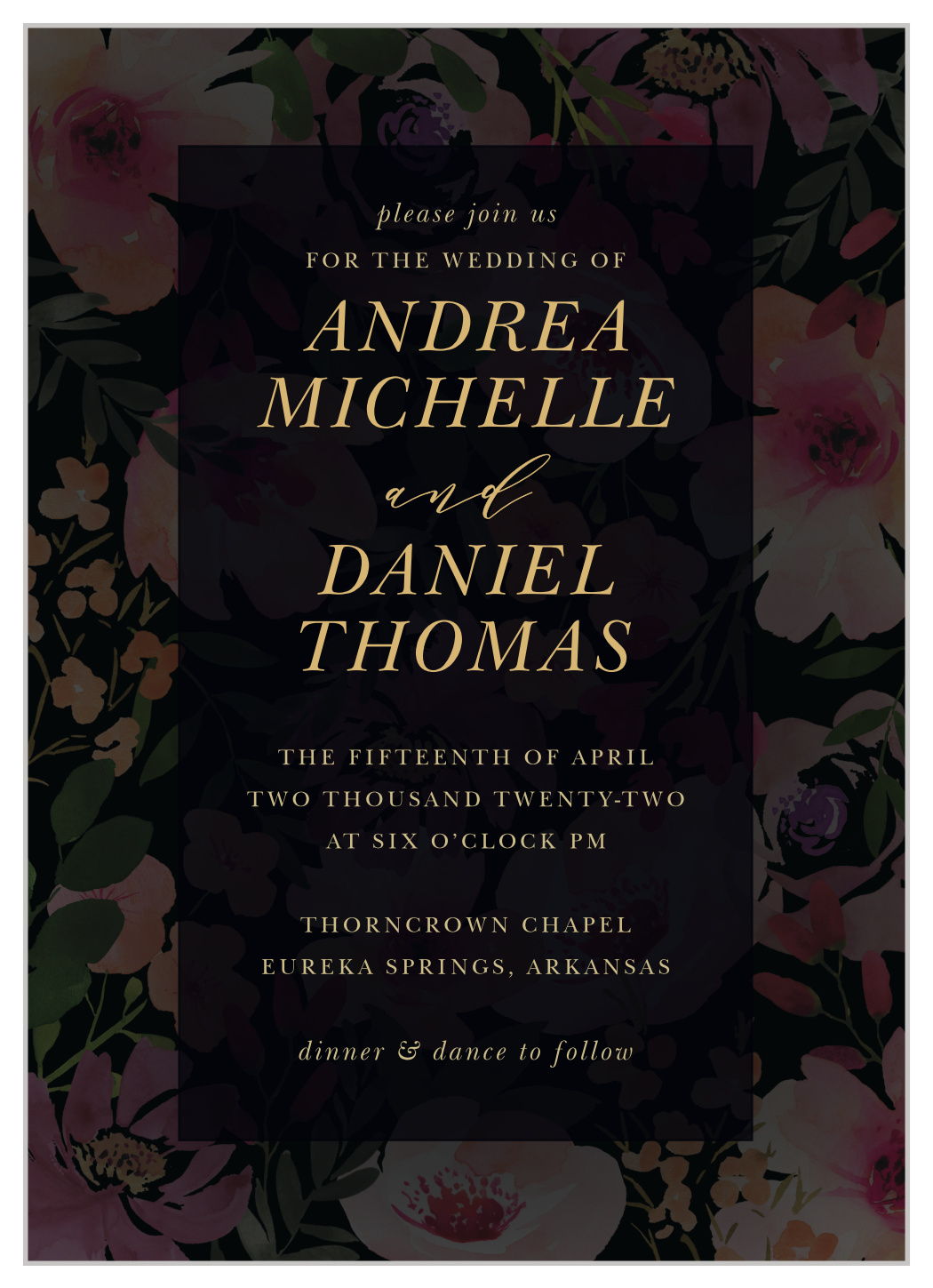 Gothic Flowers Wedding Invitations