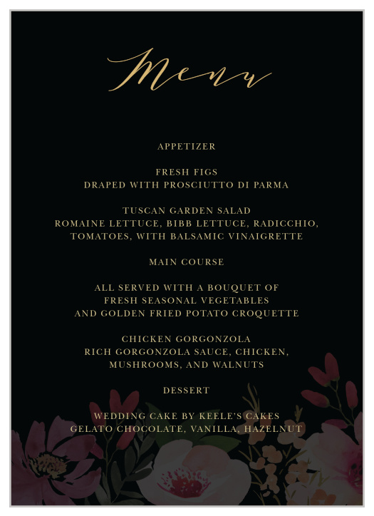 Gothic Flowers Wedding Menus