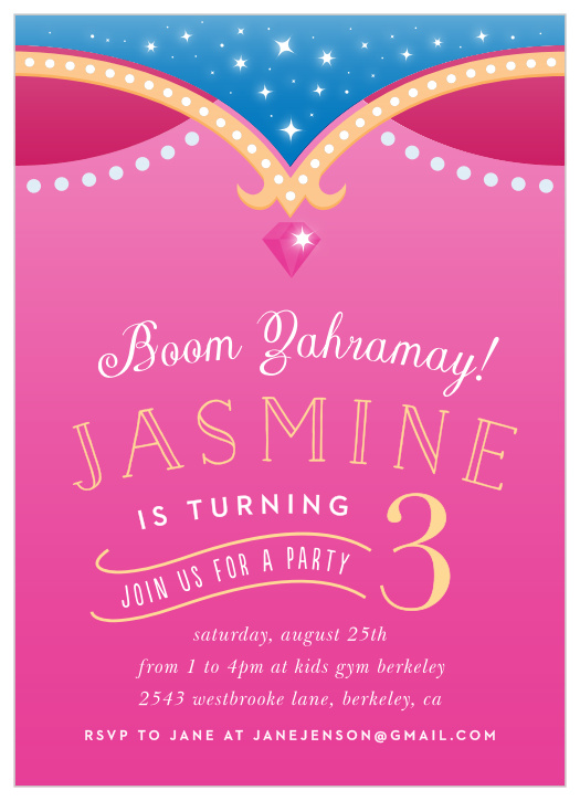 Show your little one the world with our magical Genie Jewels Children's Birthday Party Invitations!