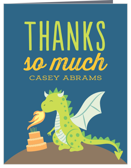 If your child had a great time at their birthday party, let their guests know how much fun it was with our Fired Up Dragon Children's Birthday Party Thank You Cards!