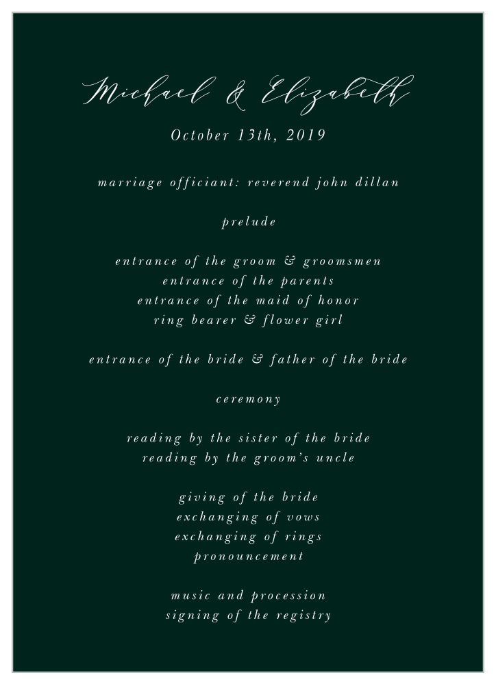 Union of Souls Wedding Programs