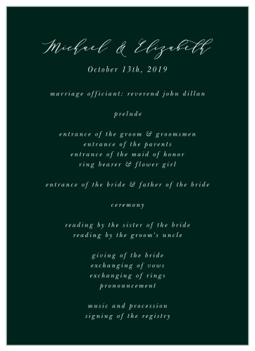 Union of Souls Wedding Programs