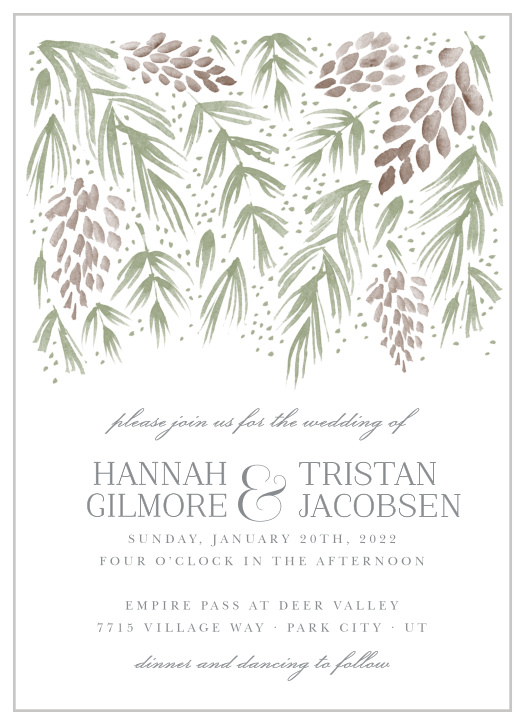 Give your guests a glimpse of winter and the scent of roasted chestnuts in the air with the beatific styling of our Winter Wonderland Wedding Invitations. 