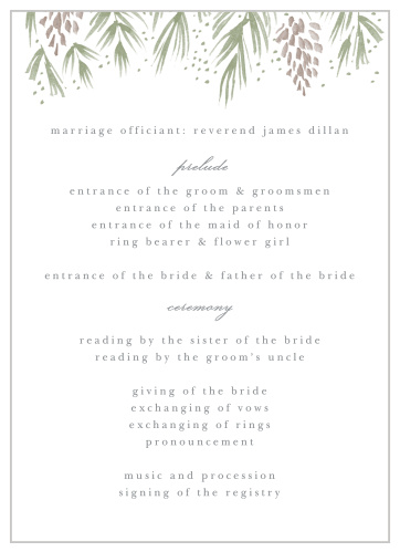 Winter Wonderland Wedding Programs