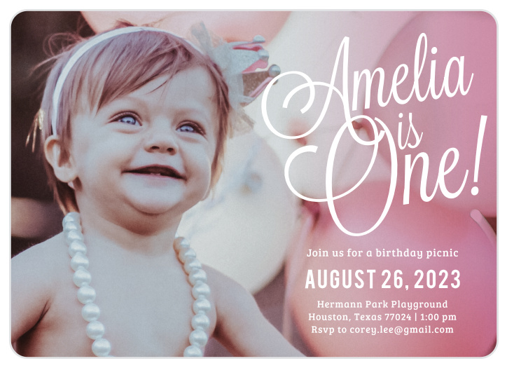 Our Big Script Children's Birthday Party Invitations Are just the thing for your child's first birthday!