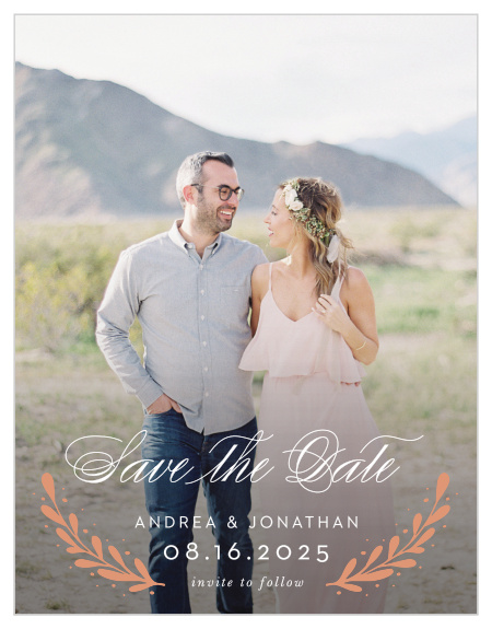 Our Rustic Laurels Save-the-Date Magnets have a unique illustrated charm that your guests will love. 