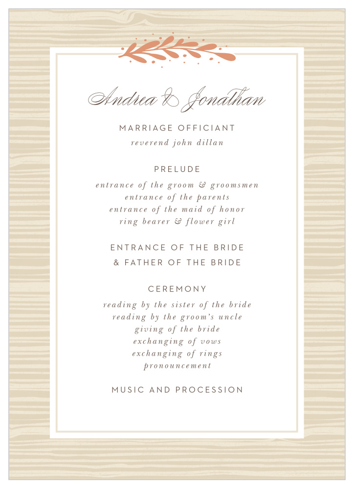Rustic Laurels Wedding Programs