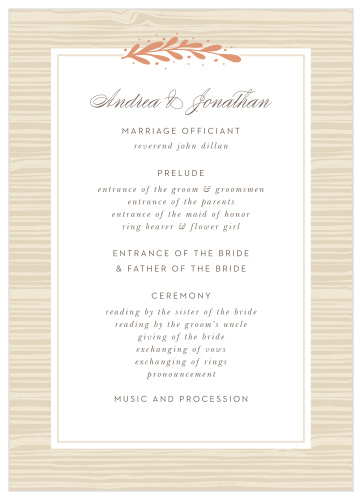 Rustic Laurels Wedding Programs